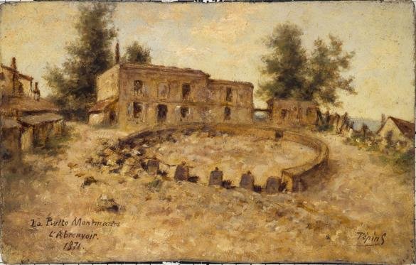 Ancien abreuvoir de Montmartre à l’angle des rues Girardon et de l’Abreuvoir en 1871