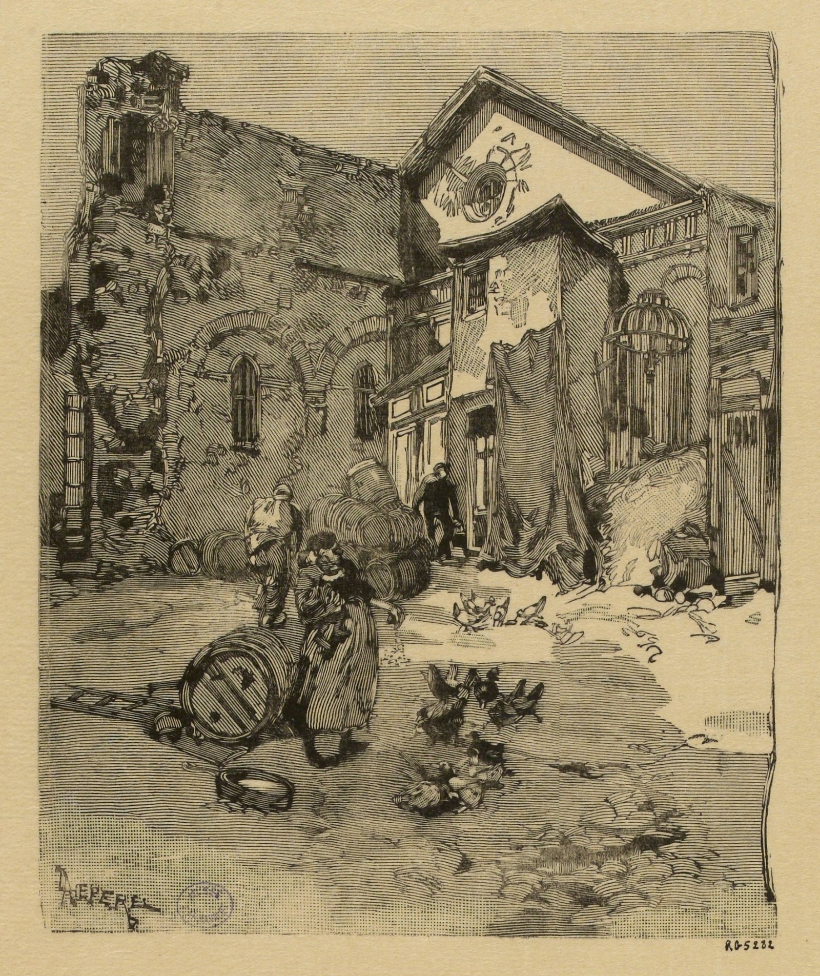 Gravure de 1884 représentant le portail de l’église Saint-Julien-le-Pauvre à Paris